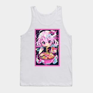 Cute Anime Girl |  Ramen Noodles | Hentaii Chibi Kawaii Design Tank Top